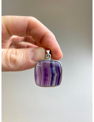 Pendentif en Fluorite serti argent 925 (créativité / concentration) JUSQU'A -70%! 