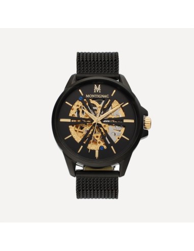 Montignac - Montre Automatique Maille Milanaise Noir & Gold Les êtres humains sont 